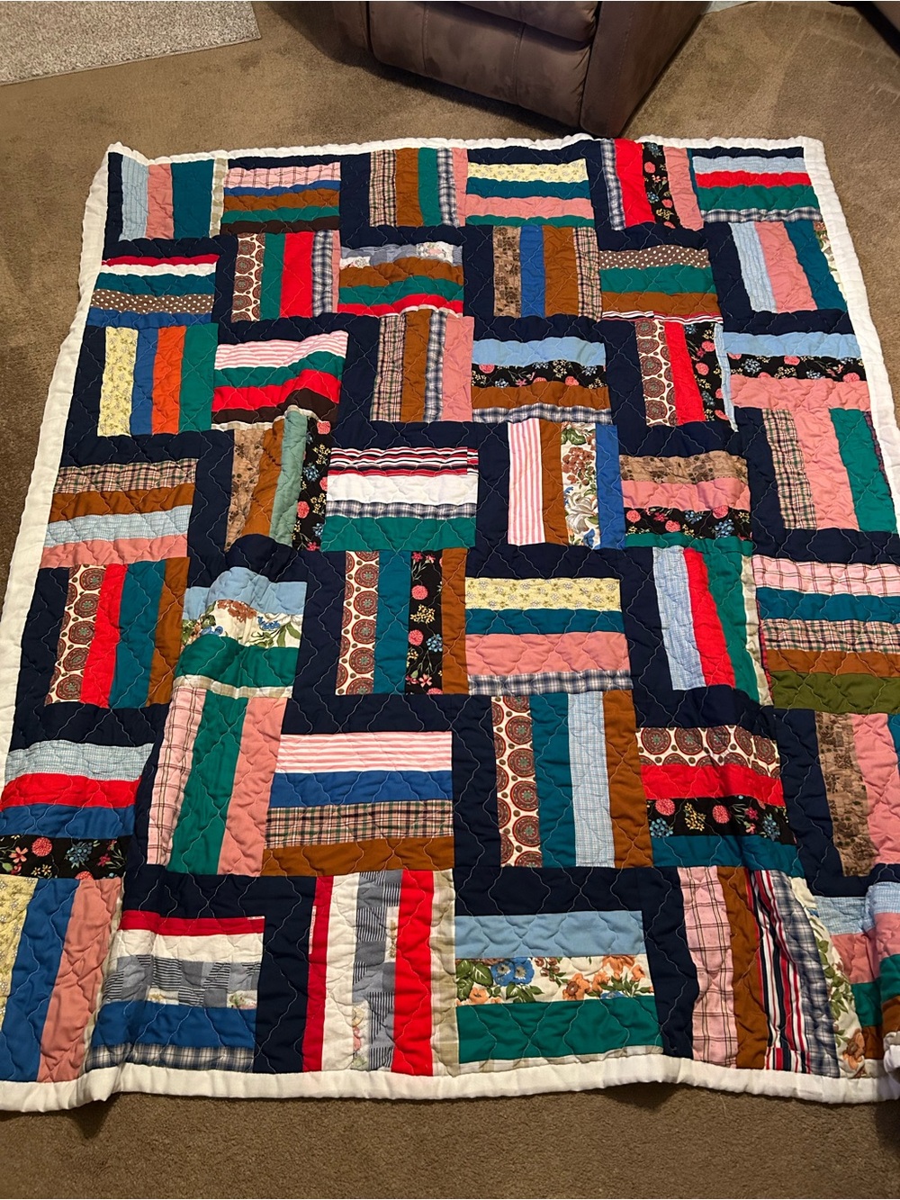Handmade Multicolor Patchwork Quilt Blanket - Cozy Home Bedding 81x74